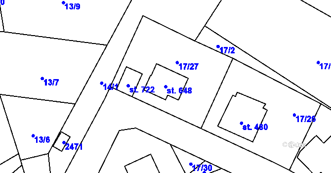 Parcela st. 648 v KÚ Stachy, Katastrální mapa
