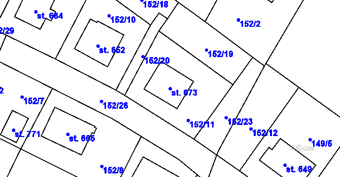 Parcela st. 673 v KÚ Stachy, Katastrální mapa