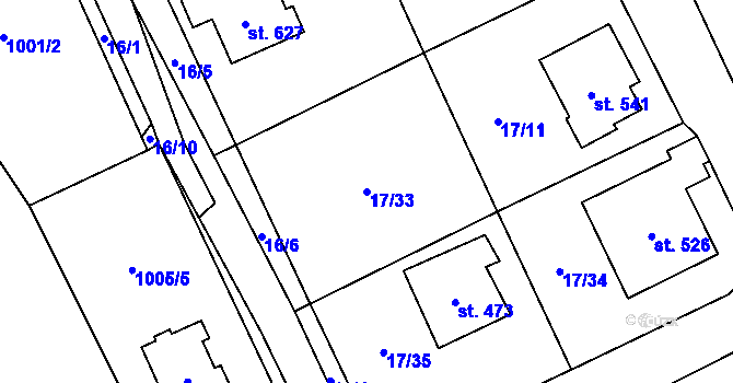 Parcela st. 17/33 v KÚ Stachy, Katastrální mapa