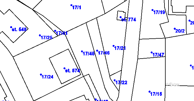 Parcela st. 17/46 v KÚ Stachy, Katastrální mapa