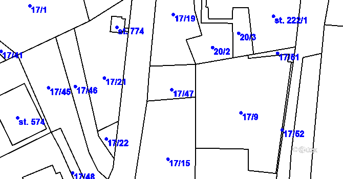 Parcela st. 17/47 v KÚ Stachy, Katastrální mapa