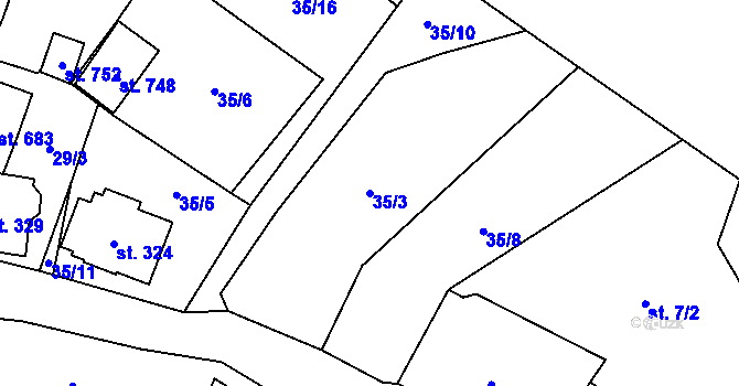 Parcela st. 35/3 v KÚ Stachy, Katastrální mapa