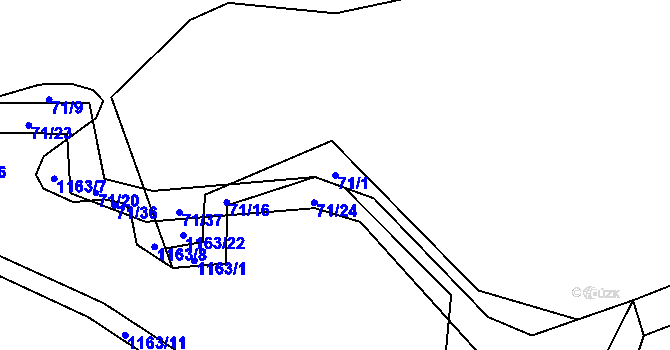 Parcela st. 71/1 v KÚ Stachy, Katastrální mapa