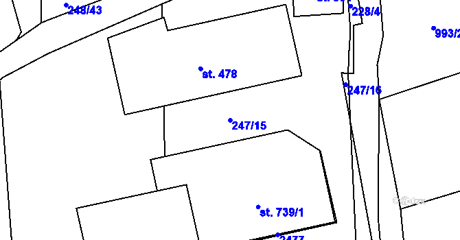 Parcela st. 247/15 v KÚ Stachy, Katastrální mapa
