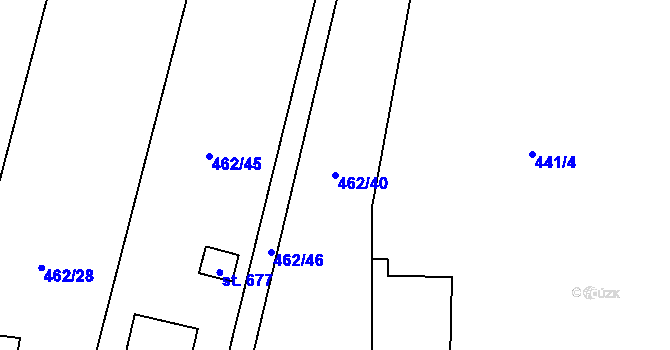 Parcela st. 462/40 v KÚ Stachy, Katastrální mapa