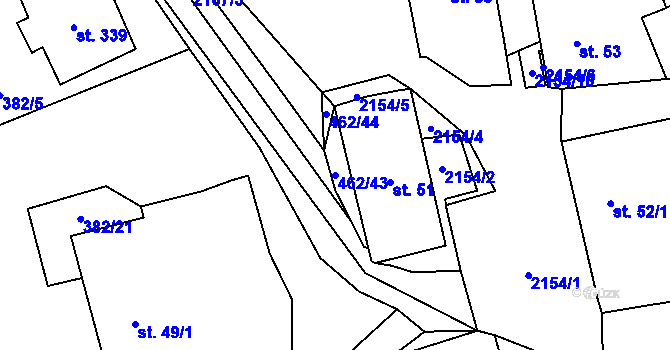 Parcela st. 462/43 v KÚ Stachy, Katastrální mapa