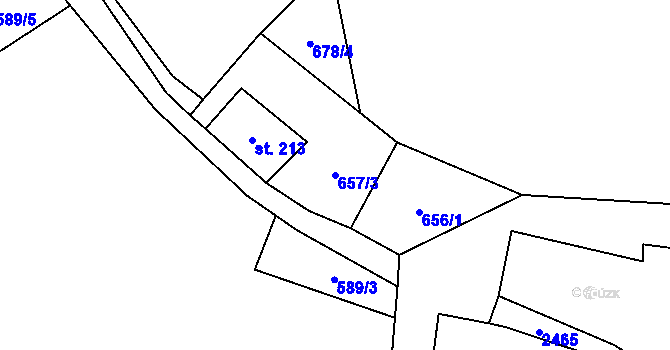 Parcela st. 657/3 v KÚ Stachy, Katastrální mapa