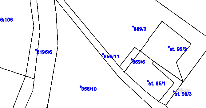 Parcela st. 856/11 v KÚ Stachy, Katastrální mapa