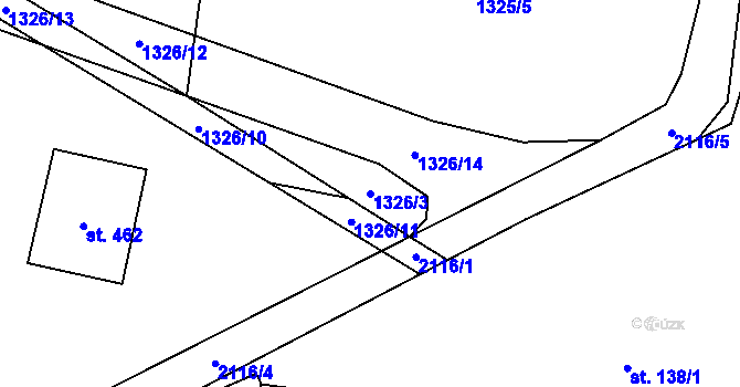 Parcela st. 1326/3 v KÚ Stachy, Katastrální mapa