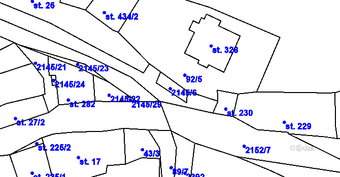 Parcela st. 2145/6 v KÚ Stachy, Katastrální mapa