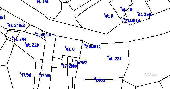 Parcela st. 2145/12 v KÚ Stachy, Katastrální mapa
