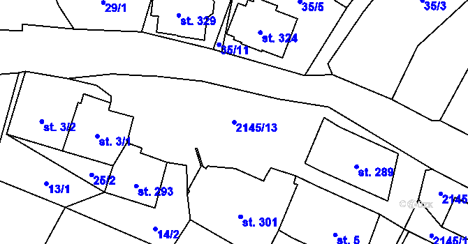 Parcela st. 2145/13 v KÚ Stachy, Katastrální mapa