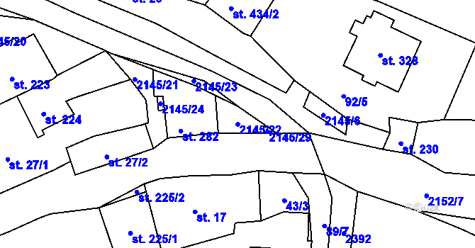 Parcela st. 2145/22 v KÚ Stachy, Katastrální mapa