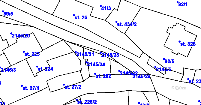 Parcela st. 2145/23 v KÚ Stachy, Katastrální mapa