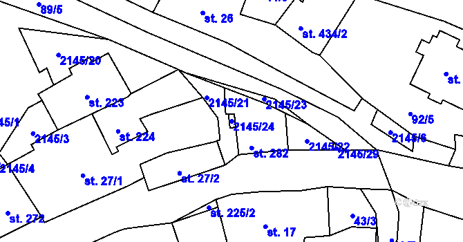 Parcela st. 2145/24 v KÚ Stachy, Katastrální mapa