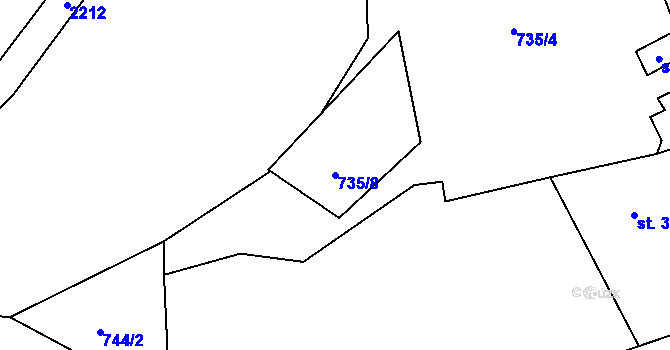 Parcela st. 735/8 v KÚ Stachy, Katastrální mapa