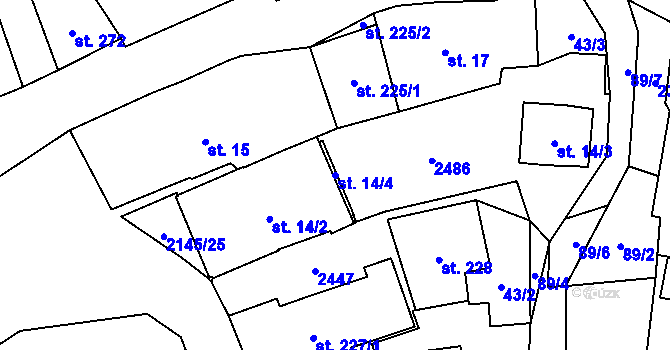 Parcela st. 14/4 v KÚ Stachy, Katastrální mapa