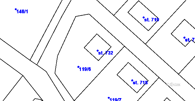 Parcela st. 732 v KÚ Stachy, Katastrální mapa