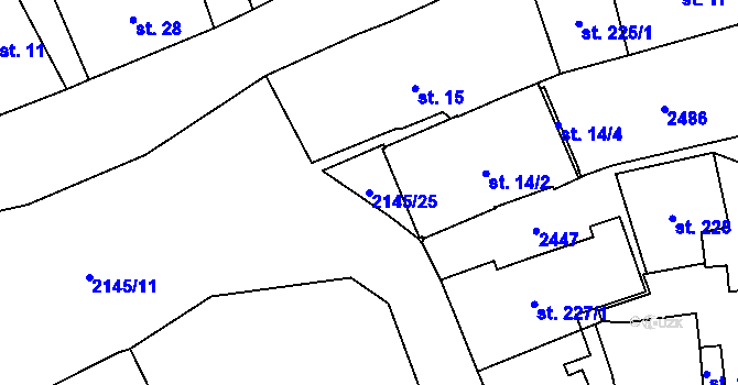 Parcela st. 2145/25 v KÚ Stachy, Katastrální mapa
