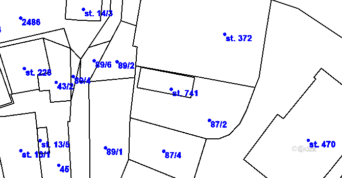 Parcela st. 741 v KÚ Stachy, Katastrální mapa