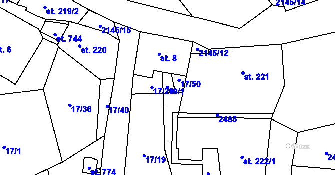 Parcela st. 19/1 v KÚ Stachy, Katastrální mapa