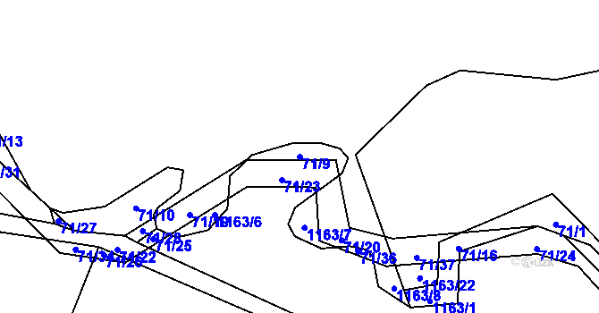Parcela st. 71/9 v KÚ Stachy, Katastrální mapa