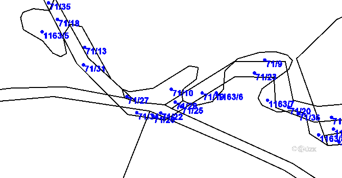 Parcela st. 71/10 v KÚ Stachy, Katastrální mapa