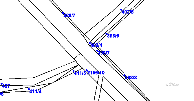 Parcela st. 398/7 v KÚ Stachy, Katastrální mapa