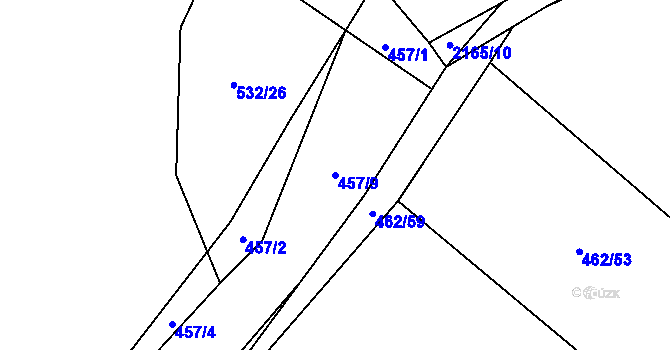 Parcela st. 457/9 v KÚ Stachy, Katastrální mapa
