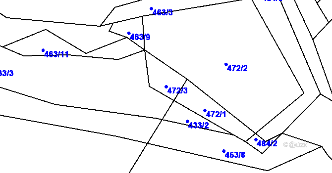 Parcela st. 472/3 v KÚ Stachy, Katastrální mapa