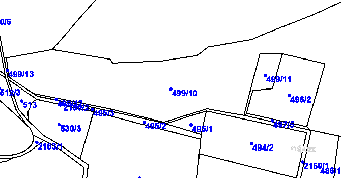 Parcela st. 499/10 v KÚ Stachy, Katastrální mapa