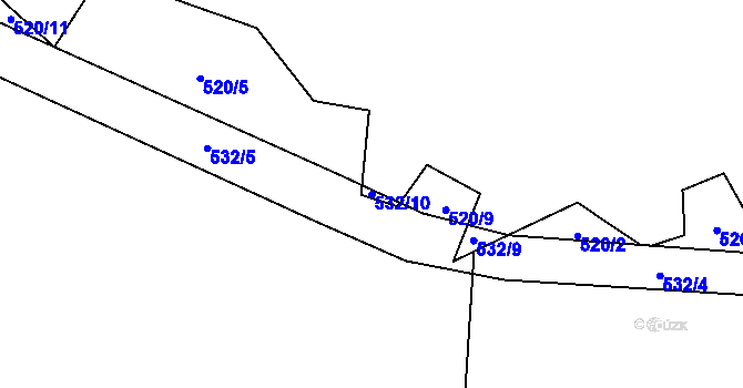 Parcela st. 532/10 v KÚ Stachy, Katastrální mapa