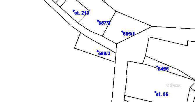 Parcela st. 589/3 v KÚ Stachy, Katastrální mapa