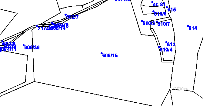 Parcela st. 606/15 v KÚ Stachy, Katastrální mapa