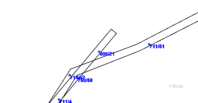 Parcela st. 606/21 v KÚ Stachy, Katastrální mapa