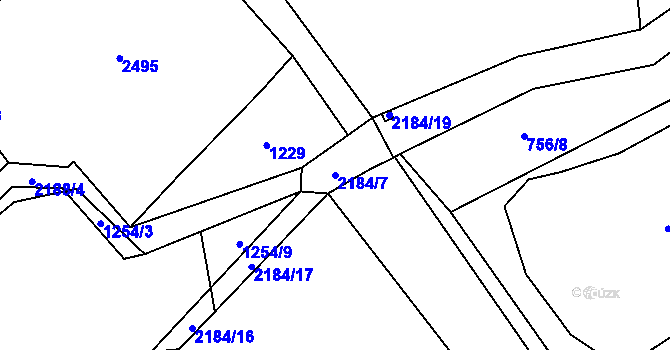 Parcela st. 2184/7 v KÚ Stachy, Katastrální mapa