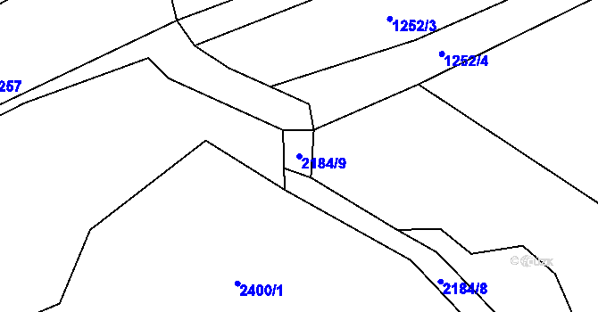 Parcela st. 2184/9 v KÚ Stachy, Katastrální mapa