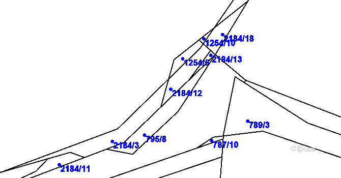 Parcela st. 2184/12 v KÚ Stachy, Katastrální mapa