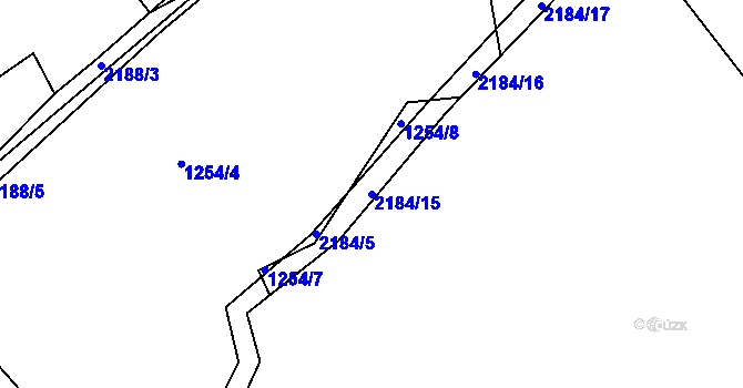 Parcela st. 2184/15 v KÚ Stachy, Katastrální mapa