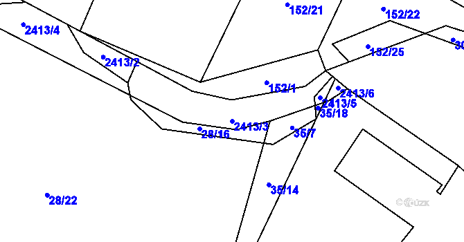 Parcela st. 2413/3 v KÚ Stachy, Katastrální mapa