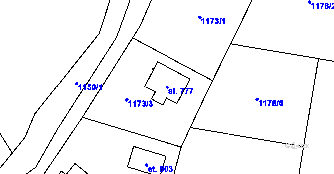 Parcela st. 777 v KÚ Stachy, Katastrální mapa