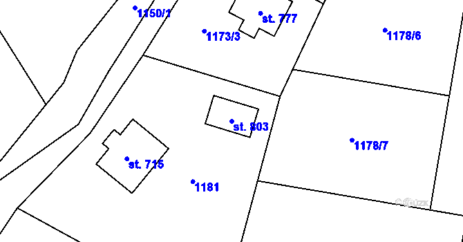 Parcela st. 803 v KÚ Stachy, Katastrální mapa