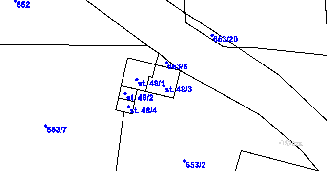 Parcela st. 48/3 v KÚ Úbislav, Katastrální mapa
