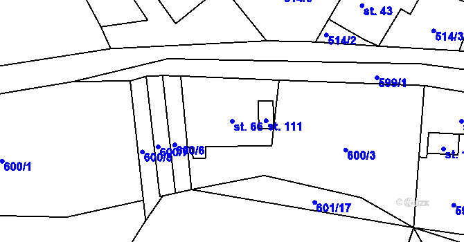 Parcela st. 66 v KÚ Úbislav, Katastrální mapa