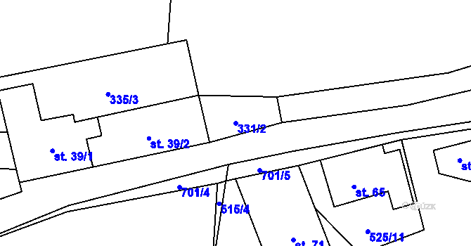 Parcela st. 331/2 v KÚ Úbislav, Katastrální mapa