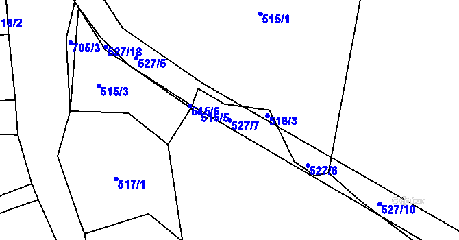 Parcela st. 527/7 v KÚ Úbislav, Katastrální mapa