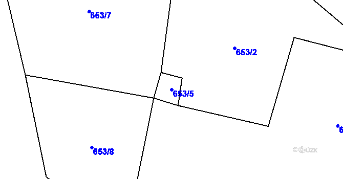 Parcela st. 653/5 v KÚ Úbislav, Katastrální mapa