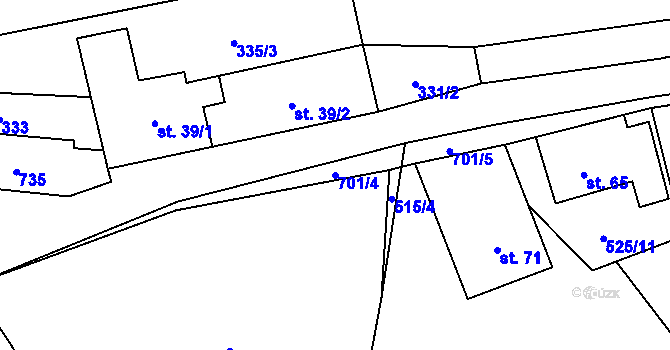 Parcela st. 701/4 v KÚ Úbislav, Katastrální mapa