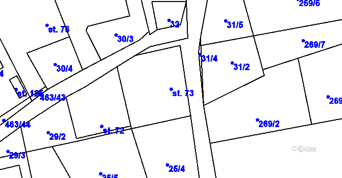 Parcela st. 73 v KÚ Stáj, Katastrální mapa