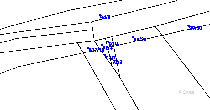 Parcela st. 92/1 v KÚ Stáj, Katastrální mapa